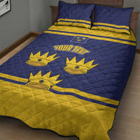 Personalized Ireland Munster Three Gold Crowns Quilt Bed Set An Mhumhain Flag Three Gold Crowns
