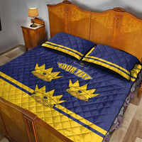 Personalized Ireland Munster Three Gold Crowns Quilt Bed Set An Mhumhain Flag Three Gold Crowns