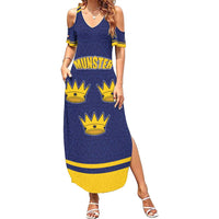 Personalized Ireland Munster Three Gold Crowns Summer Maxi Dress An Mhumhain Flag Three Gold Crowns