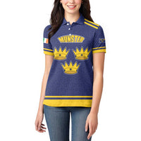 Personalized Ireland Munster Three Gold Crowns Women Polo Shirt An Mhumhain Flag Three Gold Crowns