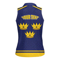 Personalized Ireland Munster Three Gold Crowns Women Sleeveless Polo Shirt An Mhumhain Flag Three Gold Crowns