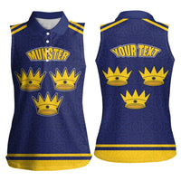 Personalized Ireland Munster Three Gold Crowns Women Sleeveless Polo Shirt An Mhumhain Flag Three Gold Crowns