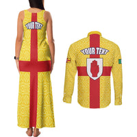 Personalized Ireland Ulster Couples Matching Tank Maxi Dress and Long Sleeve Button Shirt Ulaidh Flag With Celtic Patern