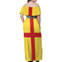 Personalized Ireland Ulster Family Matching Off Shoulder Maxi Dress and Hawaiian Shirt Ulaidh Flag With Celtic Patern