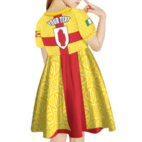 Personalized Ireland Ulster Kid Short Sleeve Dress Ulaidh Flag With Celtic Patern