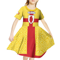 Personalized Ireland Ulster Kid Short Sleeve Dress Ulaidh Flag With Celtic Patern