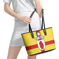 Personalized Ireland Ulster Leather Tote Bag Ulaidh Flag With Celtic Patern