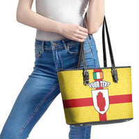 Personalized Ireland Ulster Leather Tote Bag Ulaidh Flag With Celtic Patern