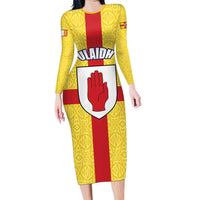 Personalized Ireland Ulster Long Sleeve Bodycon Dress Ulaidh Flag With Celtic Patern