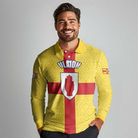 Personalized Ireland Ulster Long Sleeve Polo Shirt Ulaidh Flag With Celtic Patern