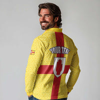 Personalized Ireland Ulster Long Sleeve Polo Shirt Ulaidh Flag With Celtic Patern