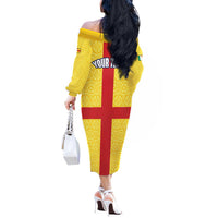 Personalized Ireland Ulster Off The Shoulder Long Sleeve Dress Ulaidh Flag With Celtic Patern