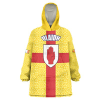 Personalized Ireland Ulster Wearable Blanket Hoodie Ulaidh Flag With Celtic Patern