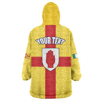 Personalized Ireland Ulster Wearable Blanket Hoodie Ulaidh Flag With Celtic Patern