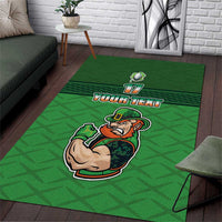 Custom Ireland Rugby with Celtic Pattern Area Rug Shamrock Go Champions
