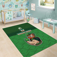 Custom Ireland Rugby with Celtic Pattern Area Rug Shamrock Go Champions