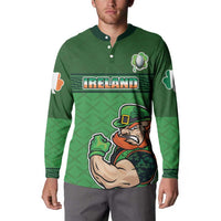 Custom Ireland Rugby with Celtic Pattern Button Sweatshirt Shamrock Go Champions
