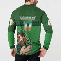 Custom Ireland Rugby with Celtic Pattern Button Sweatshirt Shamrock Go Champions