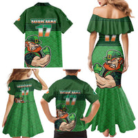 Custom Ireland Rugby with Celtic Pattern Family Matching Mermaid Dress and Hawaiian Shirt Shamrock Go Champions