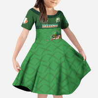Custom Ireland Rugby with Celtic Pattern Family Matching Off The Shoulder Long Sleeve Dress and Hawaiian Shirt Shamrock Go Champions