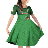 Custom Ireland Rugby with Celtic Pattern Family Matching Off Shoulder Short Dress and Hawaiian Shirt Shamrock Go Champions
