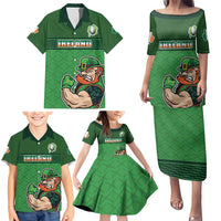 Custom Ireland Rugby with Celtic Pattern Family Matching Puletasi and Hawaiian Shirt Shamrock Go Champions