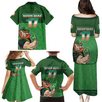 Custom Ireland Rugby with Celtic Pattern Family Matching Puletasi and Hawaiian Shirt Shamrock Go Champions