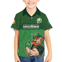 Custom Ireland Rugby with Celtic Pattern Family Matching Short Sleeve Bodycon Dress and Hawaiian Shirt Shamrock Go Champions