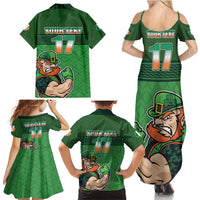 Custom Ireland Rugby with Celtic Pattern Family Matching Summer Maxi Dress and Hawaiian Shirt Shamrock Go Champions