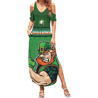 Custom Ireland Rugby with Celtic Pattern Family Matching Summer Maxi Dress and Hawaiian Shirt Shamrock Go Champions