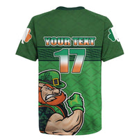 Custom Ireland Rugby with Celtic Pattern Rugby Jersey Shamrock Go Champions