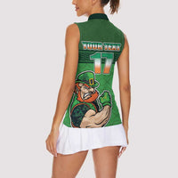 Custom Ireland Rugby with Celtic Pattern Women Sleeveless Polo Shirt Shamrock Go Champions