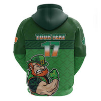 Custom Ireland Rugby with Celtic Pattern Zip Hoodie Shamrock Go Champions