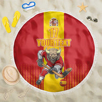Custom Spain Field Hockey Beach Blanket Sporty Style with Bull Mascot