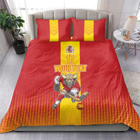 Custom Spain Field Hockey Bedding Set Sporty Style with Bull Mascot