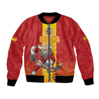 Custom Spain Field Hockey Bomber Jacket Sporty Style with Bull Mascot