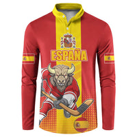 Custom Spain Field Hockey Button Sweatshirt Sporty Style with Bull Mascot