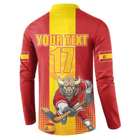 Custom Spain Field Hockey Button Sweatshirt Sporty Style with Bull Mascot
