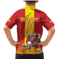 Custom Spain Field Hockey Family Matching Mermaid Dress and Hawaiian Shirt Sporty Style with Bull Mascot