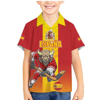 Custom Spain Field Hockey Family Matching Mermaid Dress and Hawaiian Shirt Sporty Style with Bull Mascot
