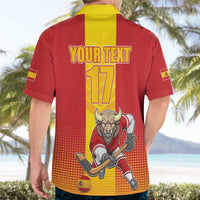 Custom Spain Field Hockey Hawaiian Shirt Sporty Style with Bull Mascot