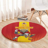 Custom Spain Field Hockey Round Carpet Sporty Style with Bull Mascot