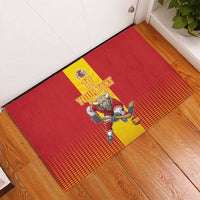 Custom Spain Field Hockey Rubber Doormat Sporty Style with Bull Mascot