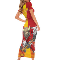 Custom Spain Field Hockey Short Sleeve Bodycon Dress Sporty Style with Bull Mascot