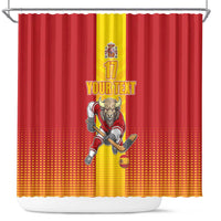 Custom Spain Field Hockey Shower Curtain Sporty Style with Bull Mascot