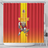 Custom Spain Field Hockey Shower Curtain Sporty Style with Bull Mascot