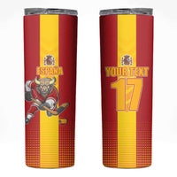 Custom Spain Field Hockey Skinny Tumbler Sporty Style with Bull Mascot