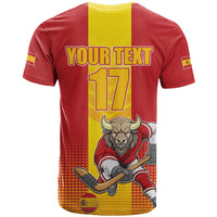 Custom Spain Field Hockey T Shirt Sporty Style with Bull Mascot