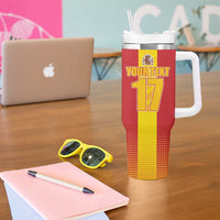 Custom Spain Field Hockey Tumbler With Handle Sporty Style with Bull Mascot