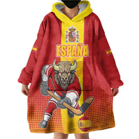 Custom Spain Field Hockey Wearable Blanket Hoodie Sporty Style with Bull Mascot